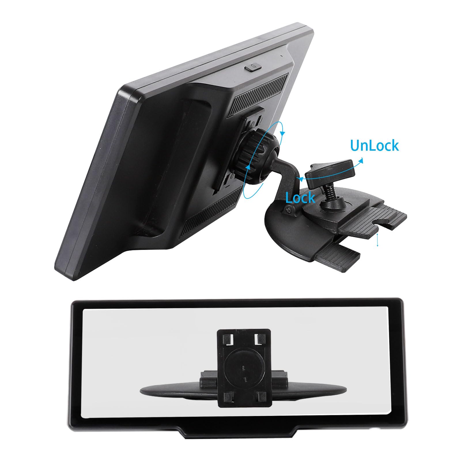 xik Uchwyt Carplay 2 w 1, przyssawka + gniazdo CD uchwyt GPS do ekranu Carplay, przyssawka na deskę rozdzielczą przedniej szyby, zamek z 4 przyciskami, kompatybilny z ekranem 17.8 cm 22.9 cm 26.1 cm
