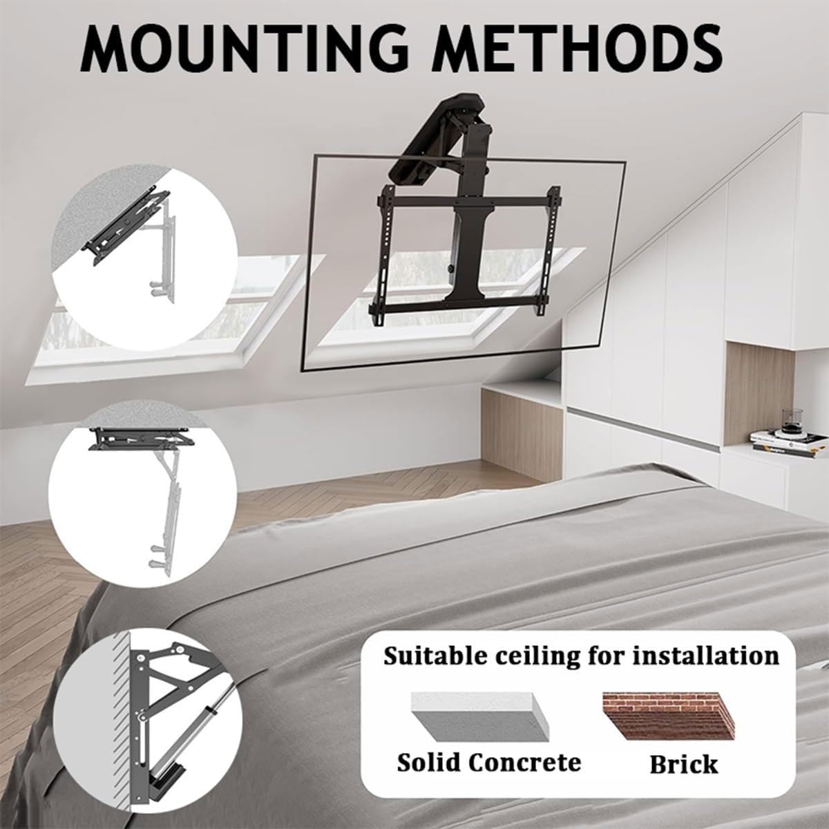 Soporte de elevación motorizado para TV con control remoto inalámbrico, montaje en ángulo ajustable para televisores de pantalla plana