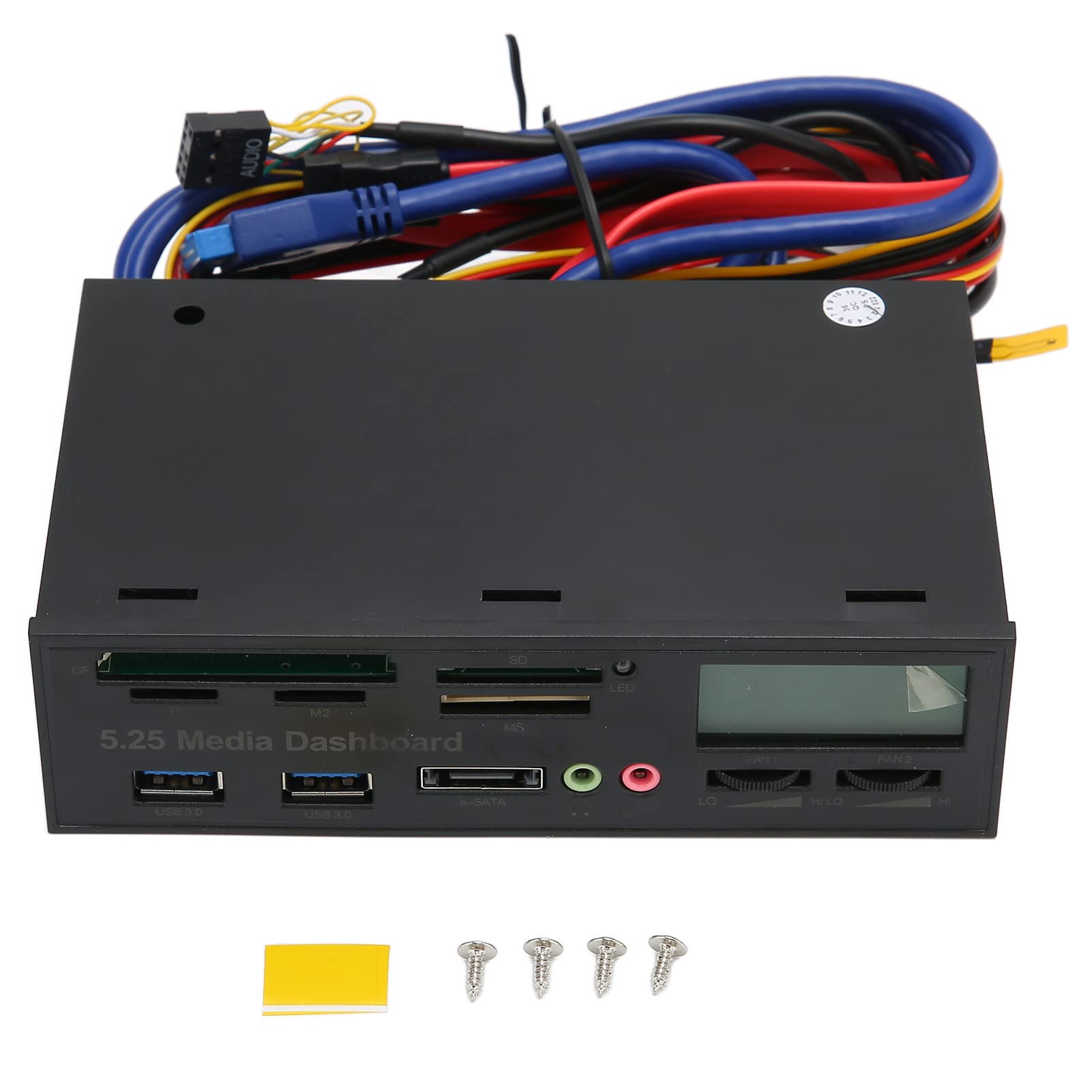 Ausla Media Dashboard USB3.0 Front Panel Hub, 5.25in Display LCD