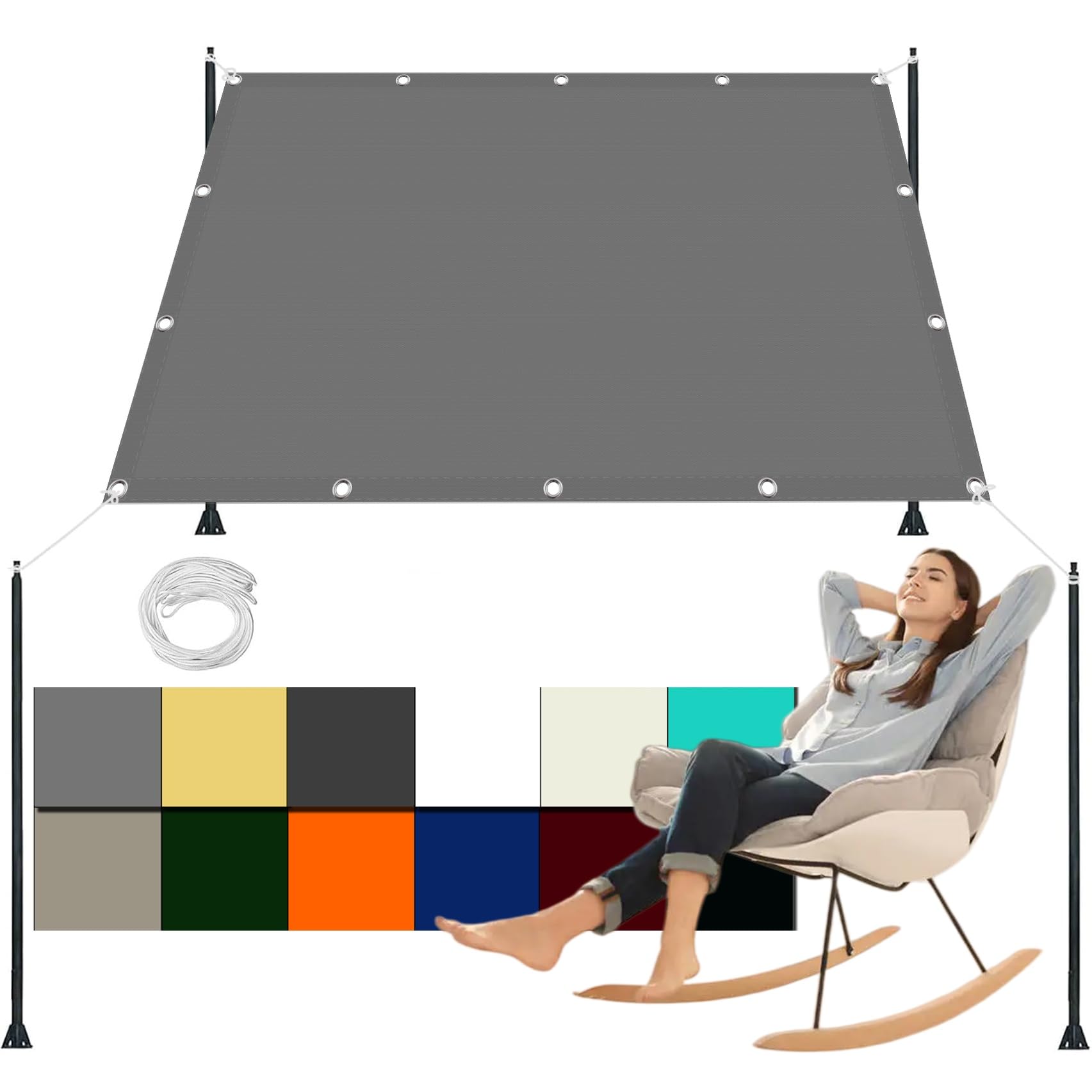 Voile d'ombrage 210 x 370 cm pour ombrager vos repas sur la terrasse
