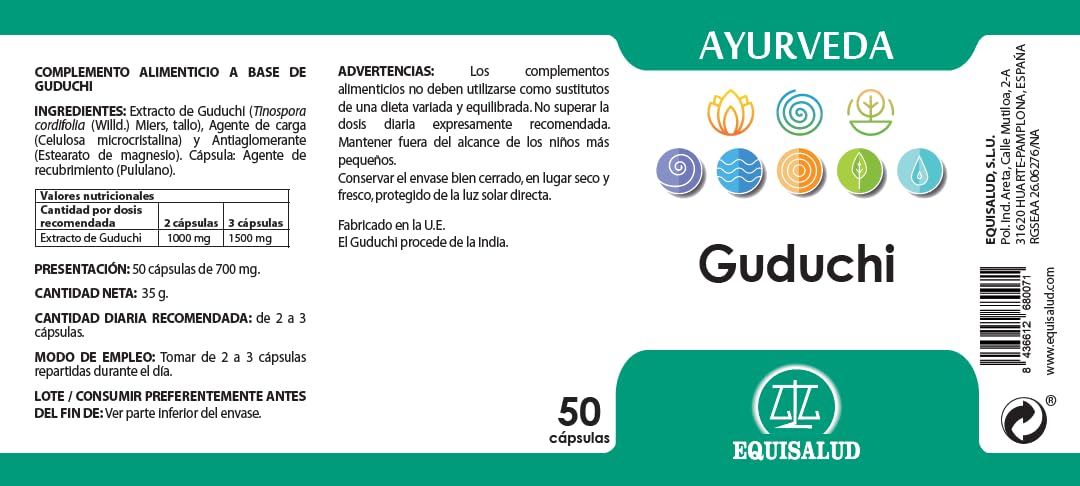 AYURVEDA GUDUCHI 50cap. – capsule che semplificano la supplementazione quotidiana, sostiene le normali funzioni dell’organismo nell’uso quotidiano, confezione da 50 capsule ed è studiato per offrire u