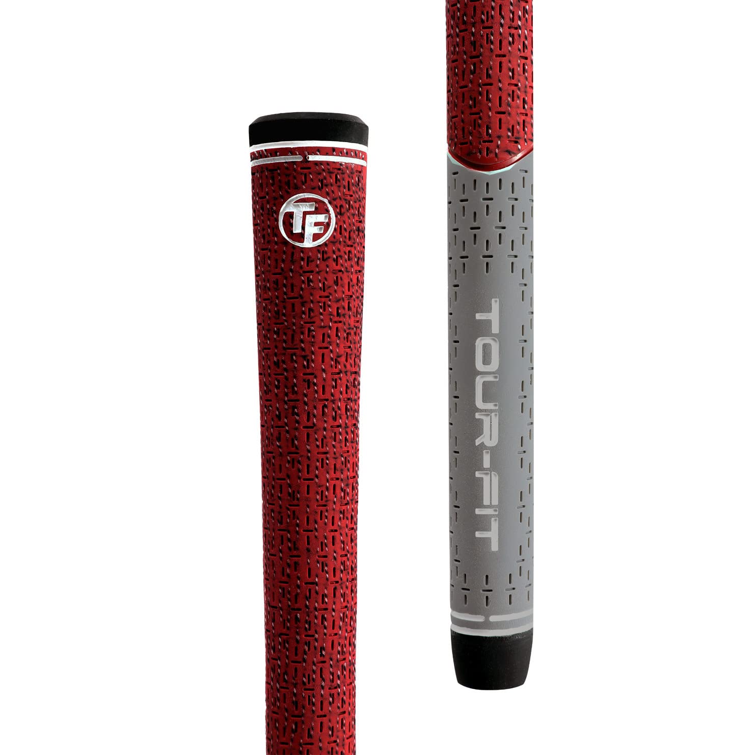 Tour Fit Dual Compound Golf Grips Premium Midsize Cord Wood Iron Golf Grip &Tape (Red/Gray (Midsize))