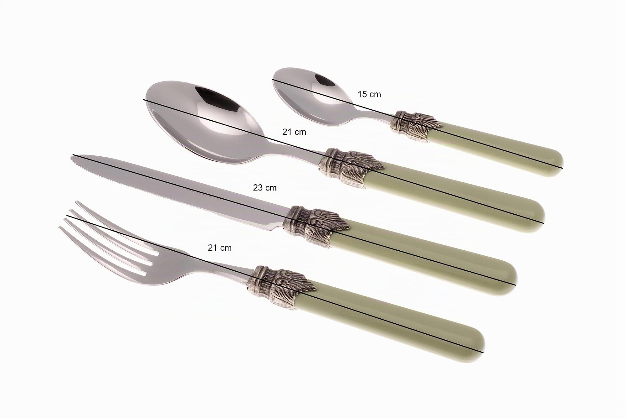 Rivadossi Classic Verde salvia - Set di Posate per 4 Persone, 16 Pezzi - 100% Made in Italy, Artigianalità e Design - Acciaio Inox 18/10