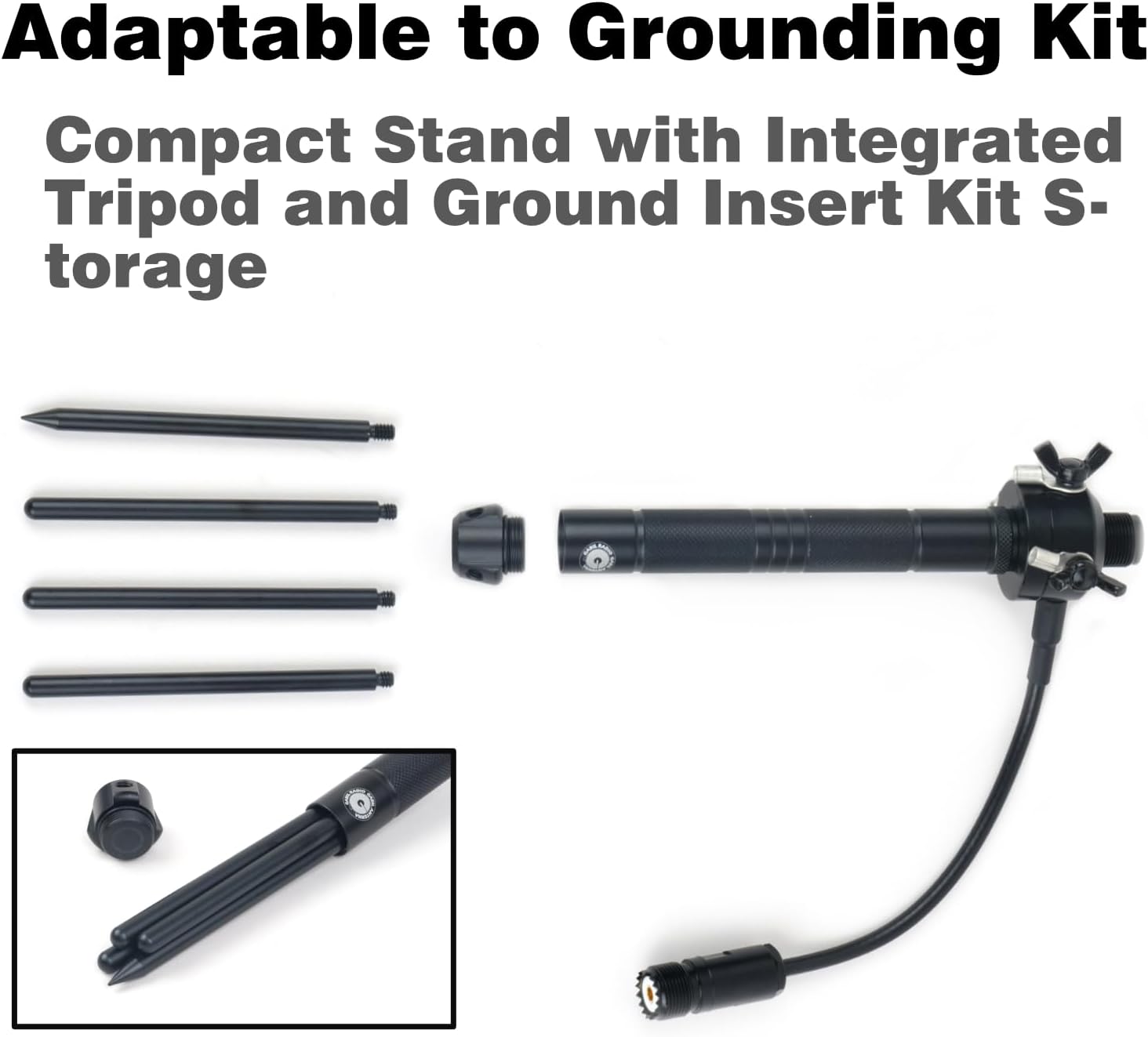 GRA-GNT Package: Hand-Twist Ground Spike Antenna Mount, Tiny Tripod, Pole Mount,Apartment Ham Radio, 1.45 pounds, UHF Connector