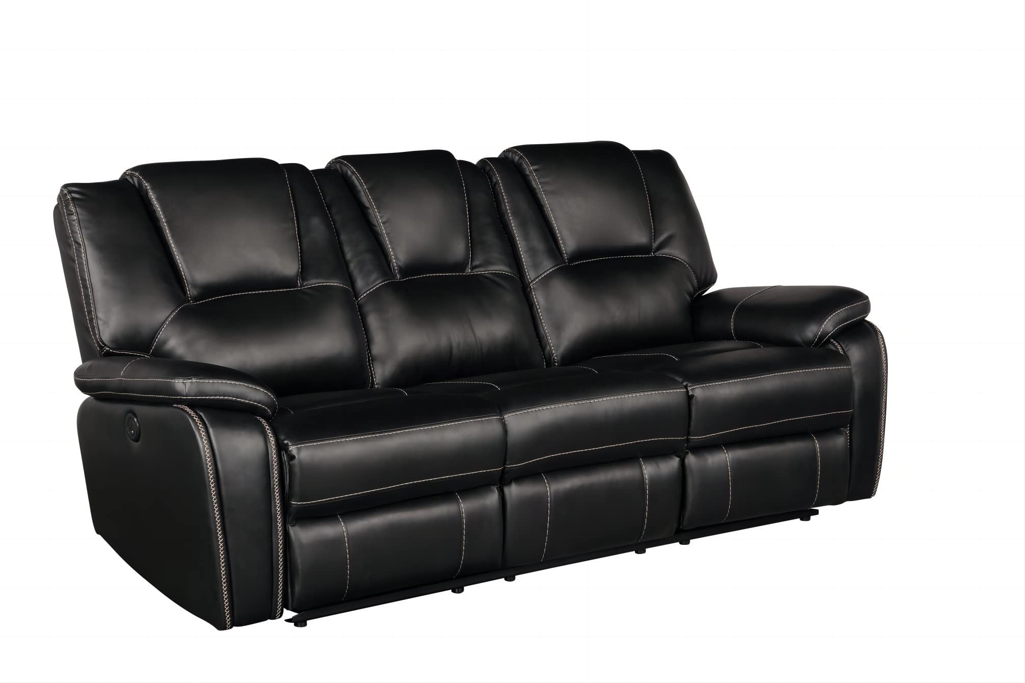 Tiokean 3 Pieces Living Room Furniture,Sofa+Loveseat+Chair,Reclining Couch for Home/Office,Black view 2