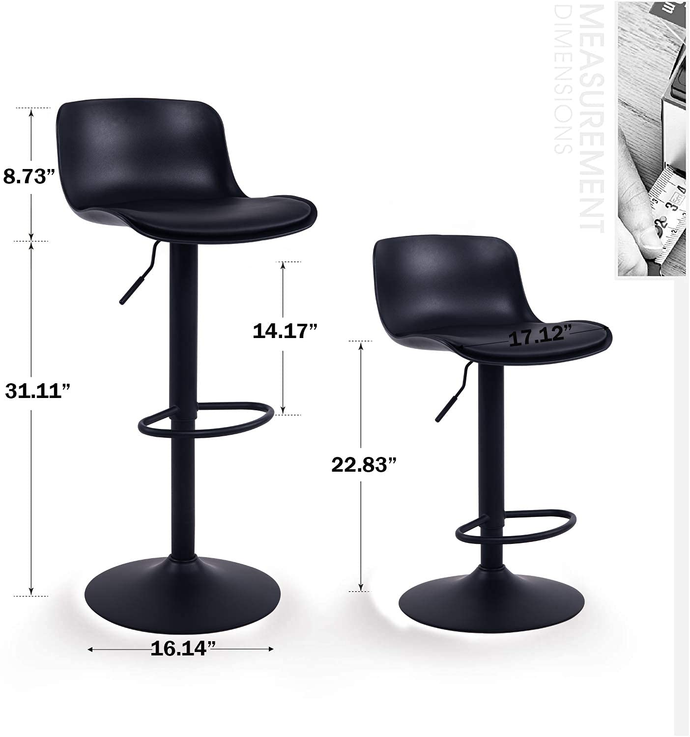 YOUNIKE Modern Design Bar Stools with Adjustable Height and 360
