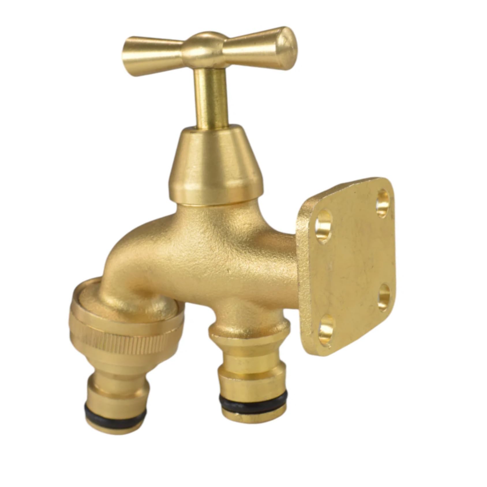 Brass Bib Tap with Quick Connect Inlet – ¾” BSP Male Outlet + ¾” Female Quick Connector – Durable Outdoor Garden Faucet, Wall-Mountable, Corrosion-Resistant, Easy Hose Connection