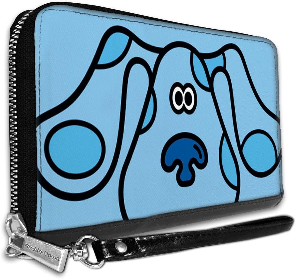Buckle-Down Women's PU Zip Around Wallet Rectangle-Blue's Clues, 7.5"x4.5"