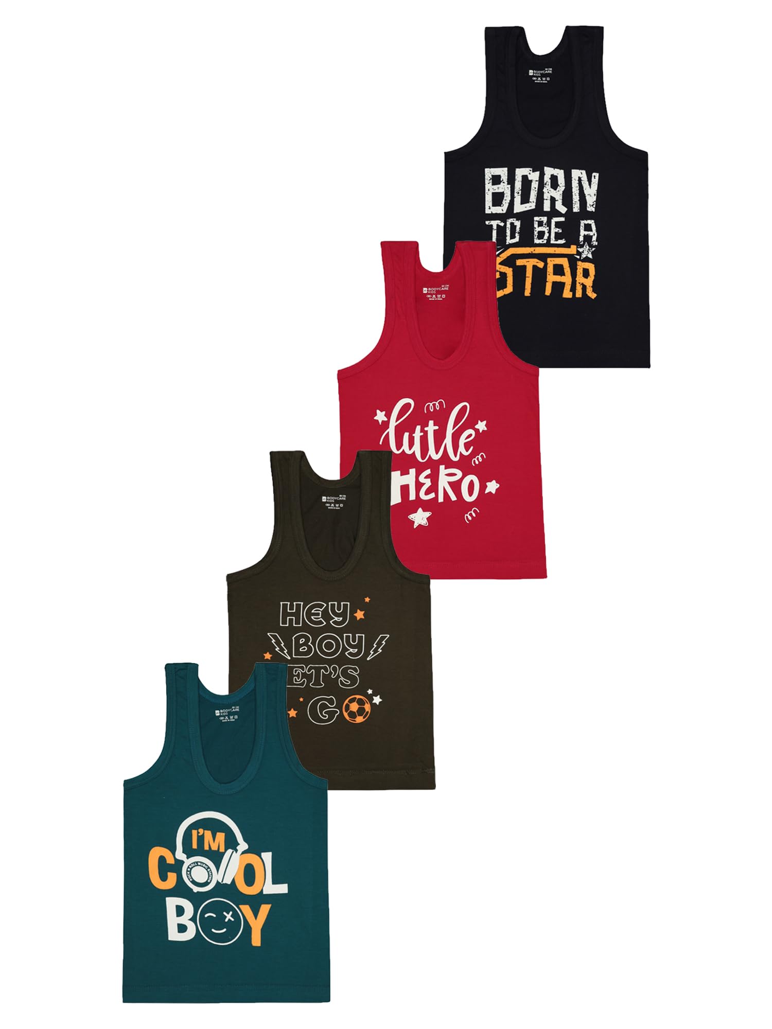 bodycare Kids Boy's Regular fit Plain Vest 100% Cotton Vest for Boys | Skin Friendly | Lightweight | Sleeveless Design | (Pack of 4)… (Color & Print May Vary)-picture-11