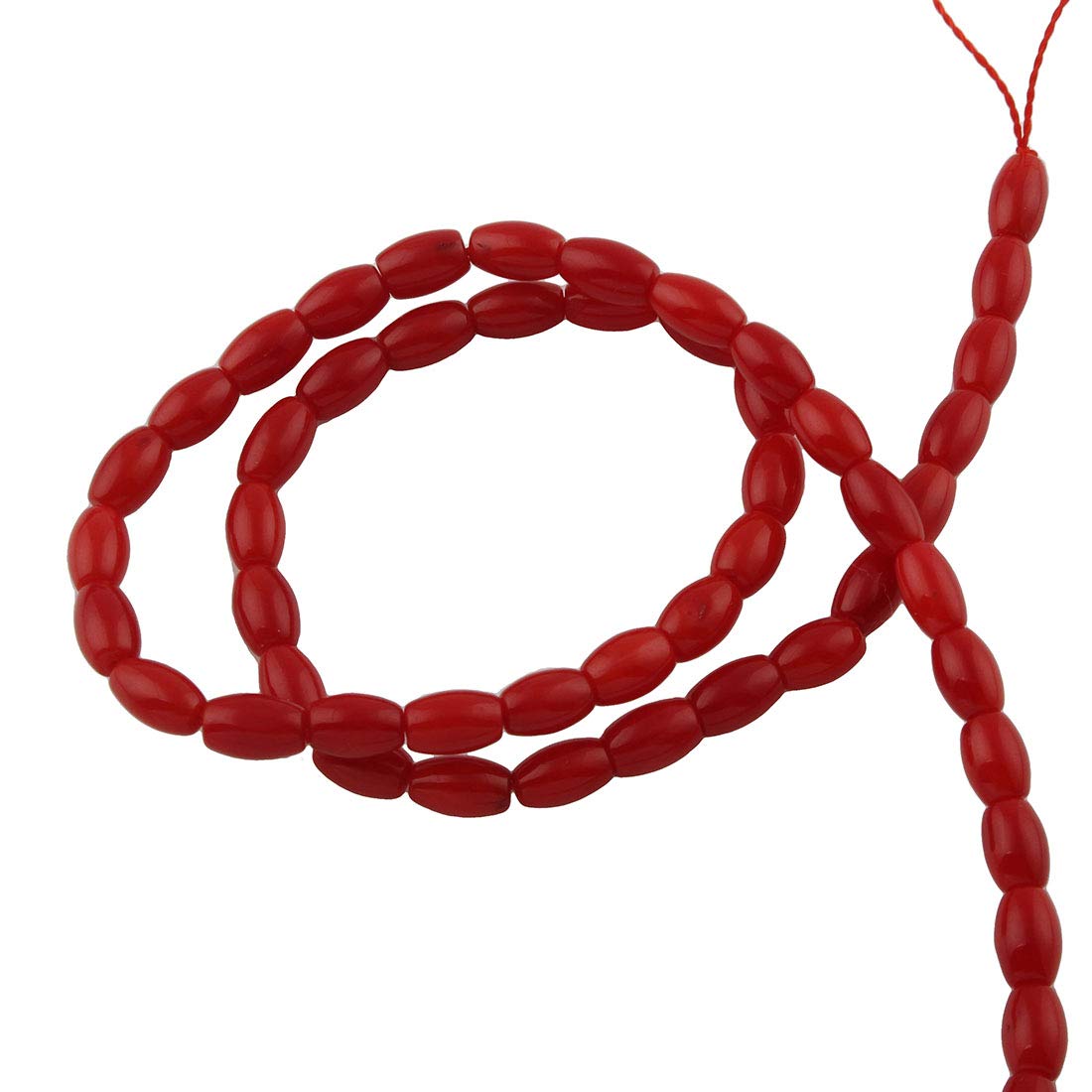 Perlin G116 Natural Coral Gemstone Beads 6 mm x 4 mm Oval Shape Semi-Precious Stone Pack of 20 Gemstones Jewellery Beads for Threading Jewellery Making - Image 2
