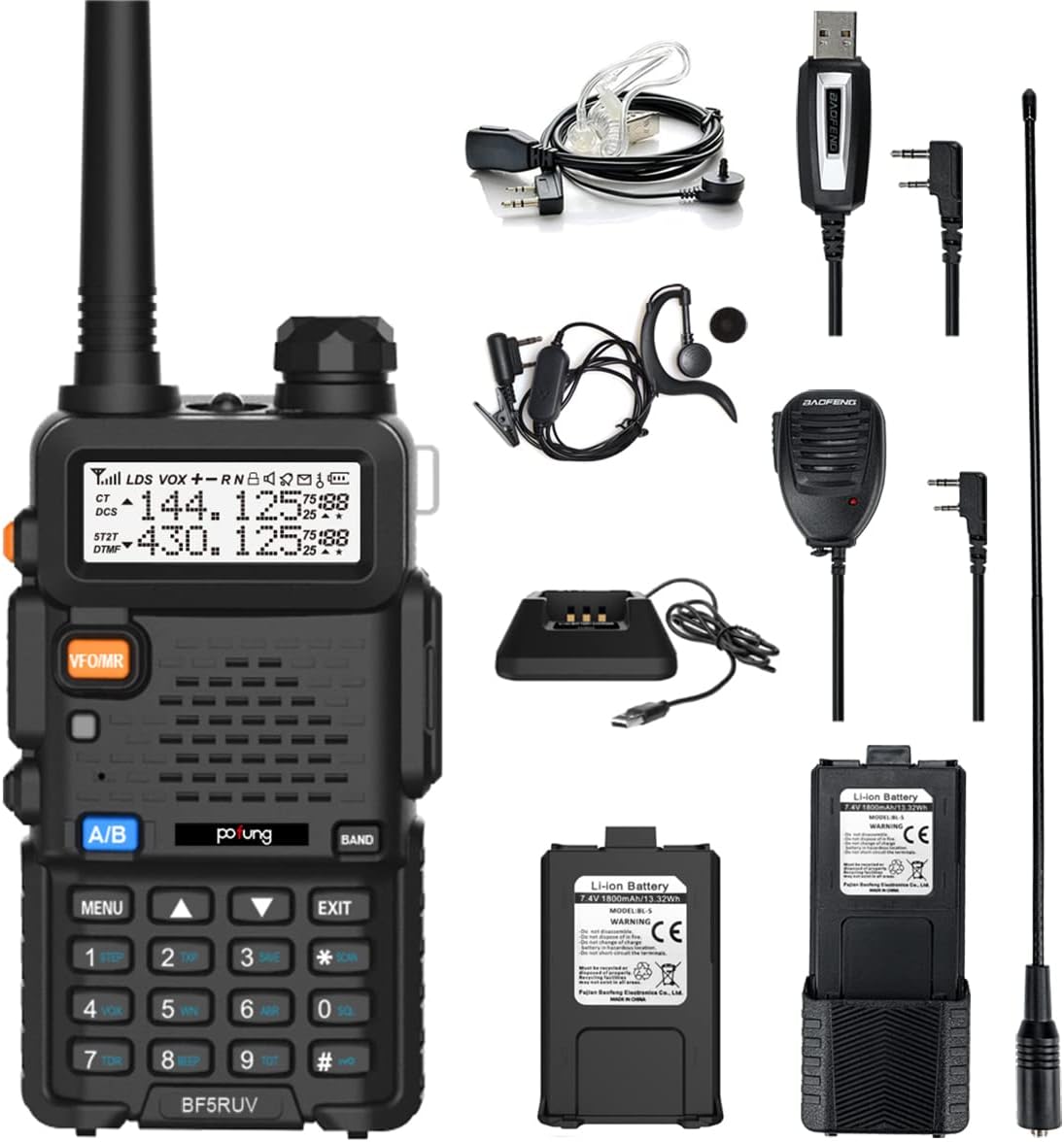 Funkgerät Walkie Talkies BF5RUV Dual Band VHF/UHF Zwei-Wege-Amateurfunk ...