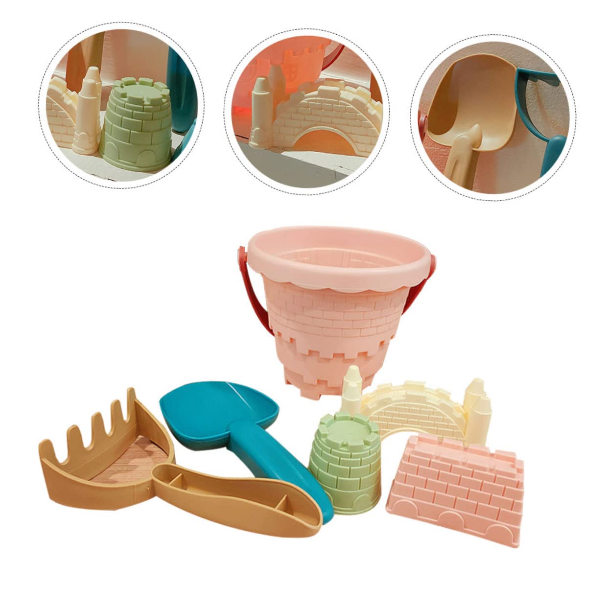UKCOCO 3 Juegos Juguetes de Playa para Cubo de Arena Rosa con Pala y Rastrillo Pequeño y para Bebés Aire Color Aleatorio
