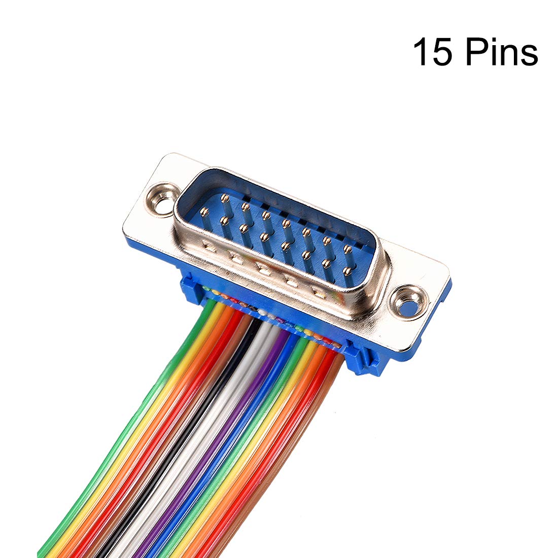 uxcell IDC Rainbow Wire Flat Ribbon Cable DB15 Male to DB15 Male Connector 2.54mm Pitch 19.7inch Length