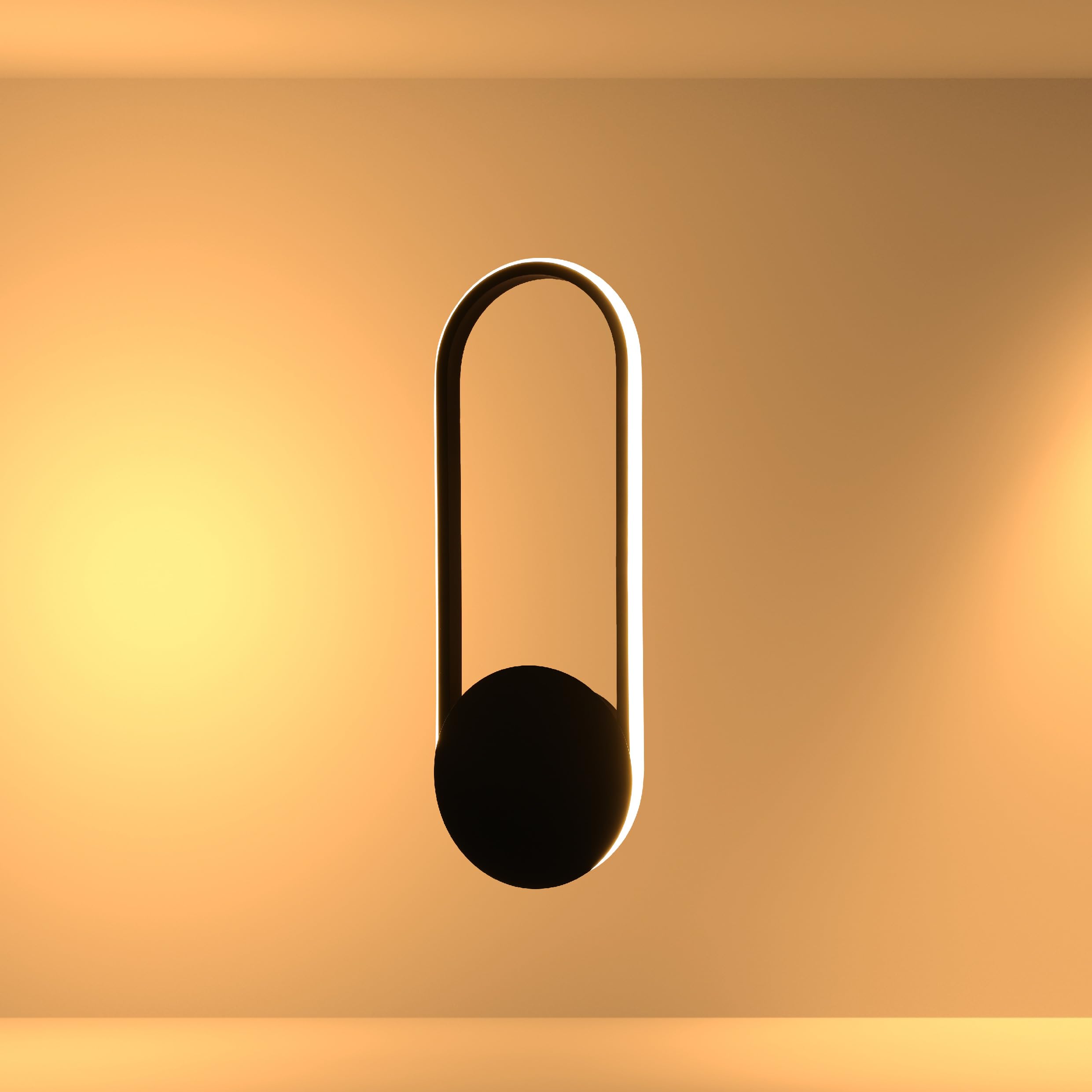Tekled Black+Gold Myhome Ellipse Ambient Led Wall Sconce | 24W 3000K Dual-Use Design | Contemporary Design And Eficient Lighting | For Bedrooms Living Rooms Home Offices Chic Cafes Restaurants | (Built-In Led)
