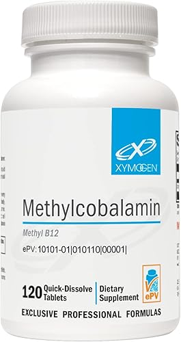 Xymogen Metilcobalamina 5000 mcg - Suplemento de vitamina B12 en tabletas pequeñas de sabor agradable - Apoya la metilación saludable la salud