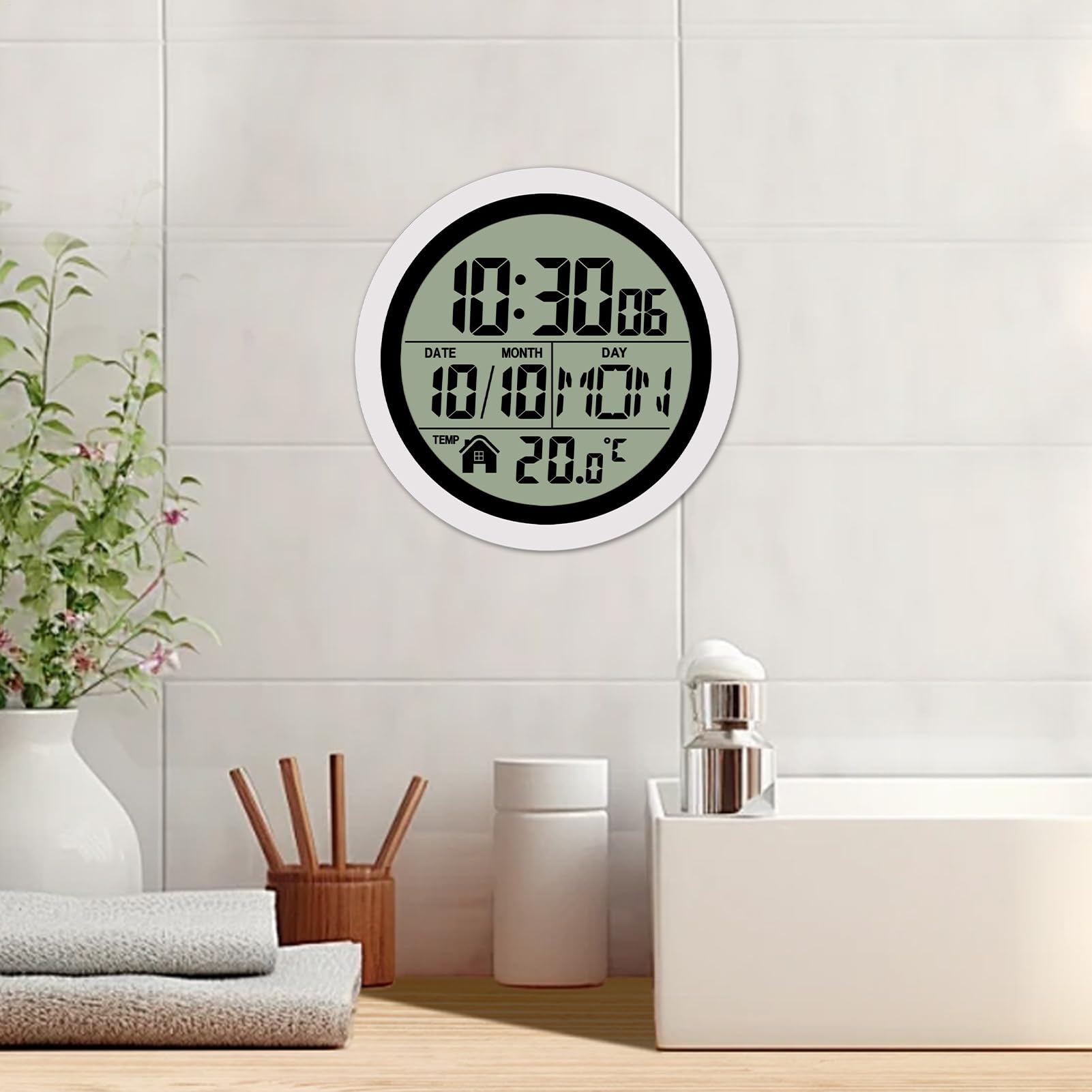 Orologi da Bagno a Batteria Temperatura e Data, Impermeabile, Decorazione