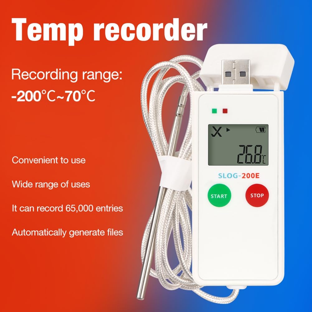 Registrador de Datos de Temperatura USB - Registrador de Baja Temperatura de 200 A 70 °C para Almacenamiento en Frío, Cadena de Frío, Transporte y Almacenamiento en Hielo Seco.
