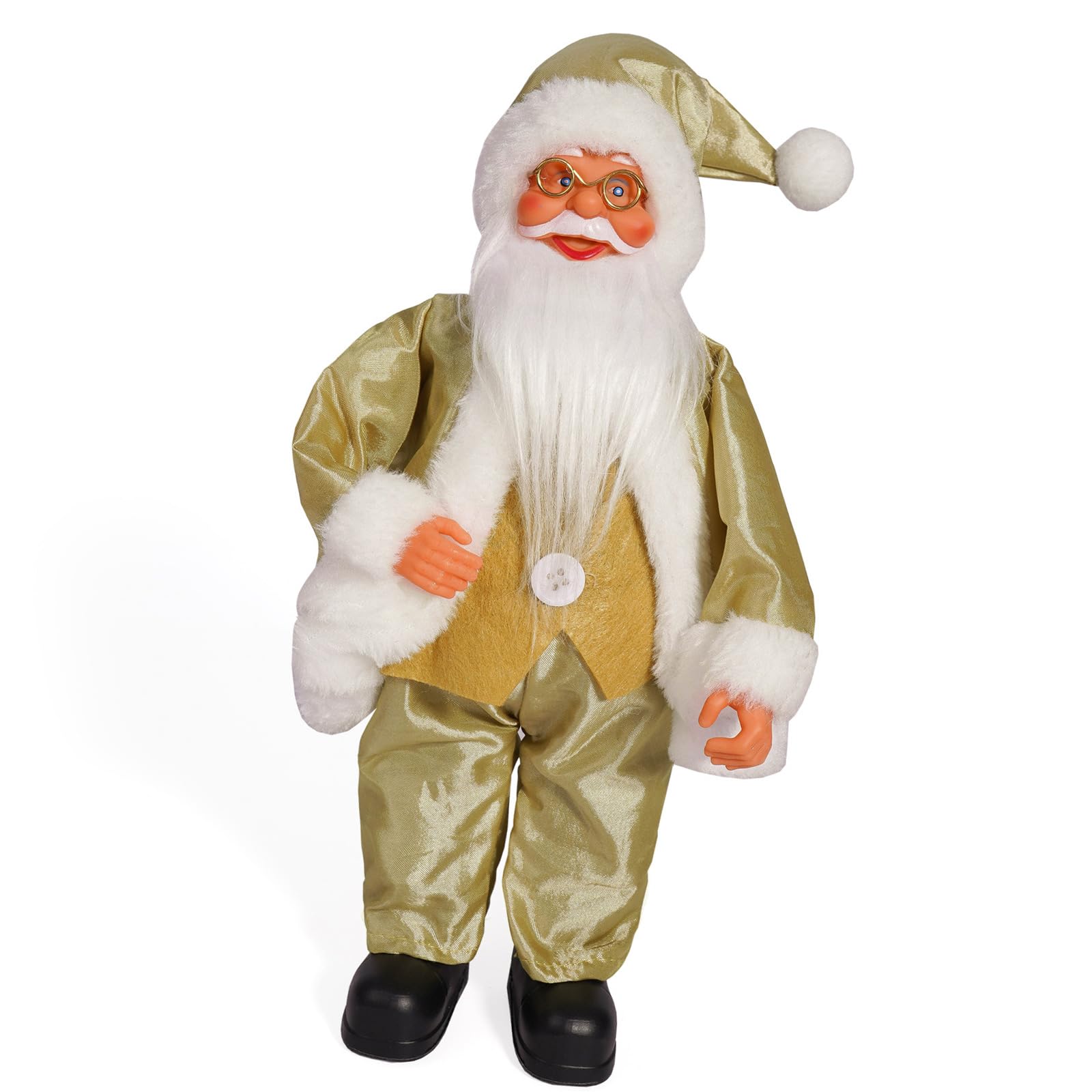 Kalttoy Holiday Party Santa Figurine Colorful Checkered 12Inch Christmas Santa Figure Dolls Standing Ornament for Home Desktop Christmas Decoration