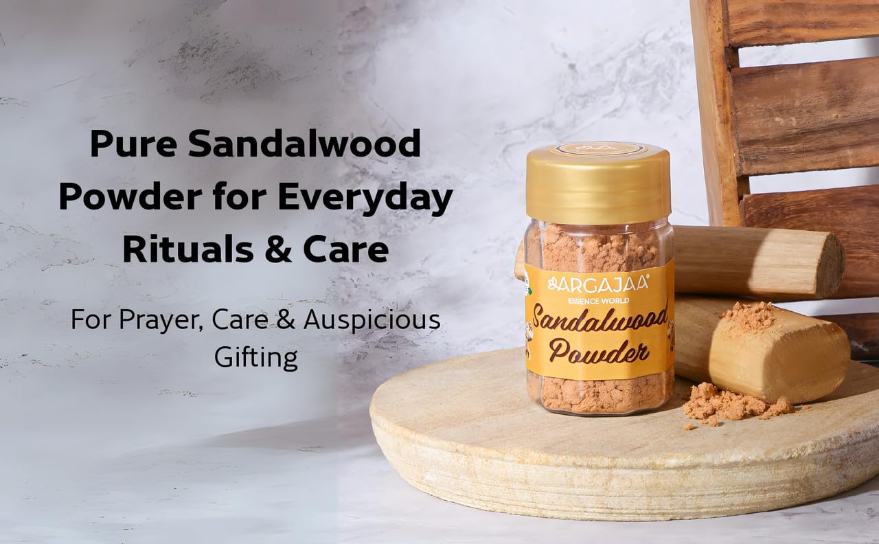 ARGAJAA ESSENCE WORLD Sandalwood Powder 18 gm & Rose Water 500 ml Combo Pack | Edible Gulab Jal for Face, Hair & Cooking, Chandan Powder For Puja, Meditation, Skincare, Aromatherapy & Divine Gifting 4