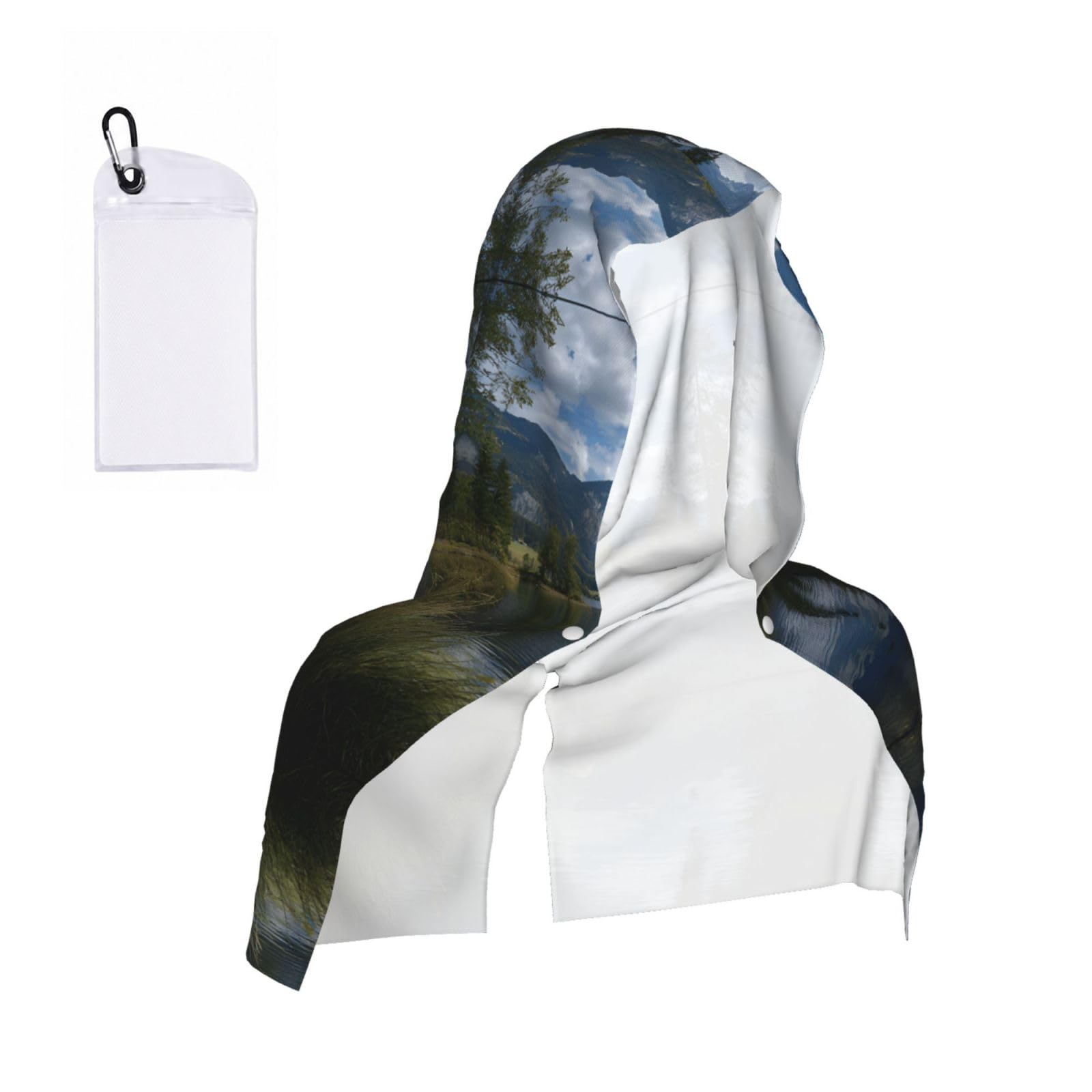 WXWJSHMGC Lake Print Cooling Hoodie Towel, Cooling Towels For Neck And Face Sun Protection Instant Cool Hoodie(Sport/Camping/Work Out/Hot Weather)