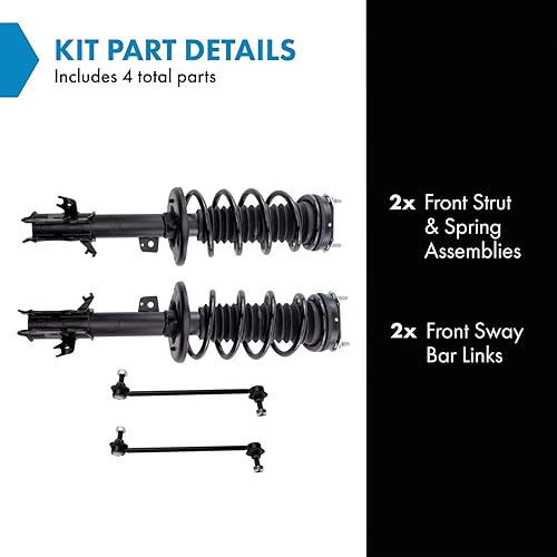 Miniatura 363 de TRQ Kit de suspensión delantera, conjunto de amortiguadores y resortes, barra estabilizadora, enlace estabilizador compatible con Chevrolet