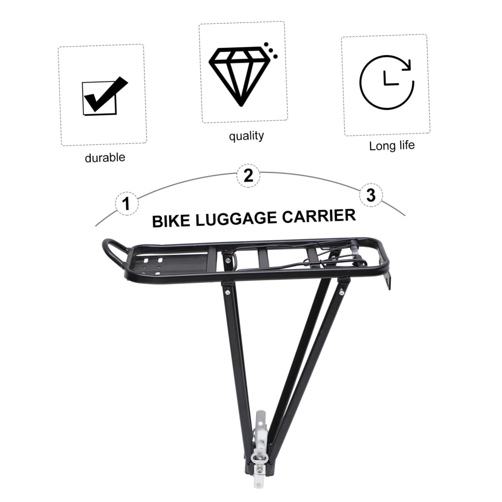 Portapacchi Posteriore per Bicicletta di Supporto Cargo per Bici Facile da Montare Accessorio Multifunzionale per Trasporto Sicuro di Bagagli
