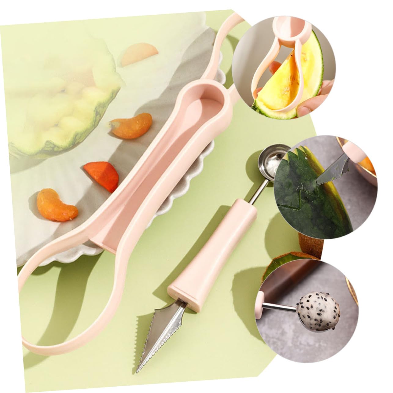 Watermelon Baller Scoop Multi Function Stainless Steel Fruit Cutter for Easy Melon Balls Lightweight Design Kitchen Gadget for Ice Fruit Desserts