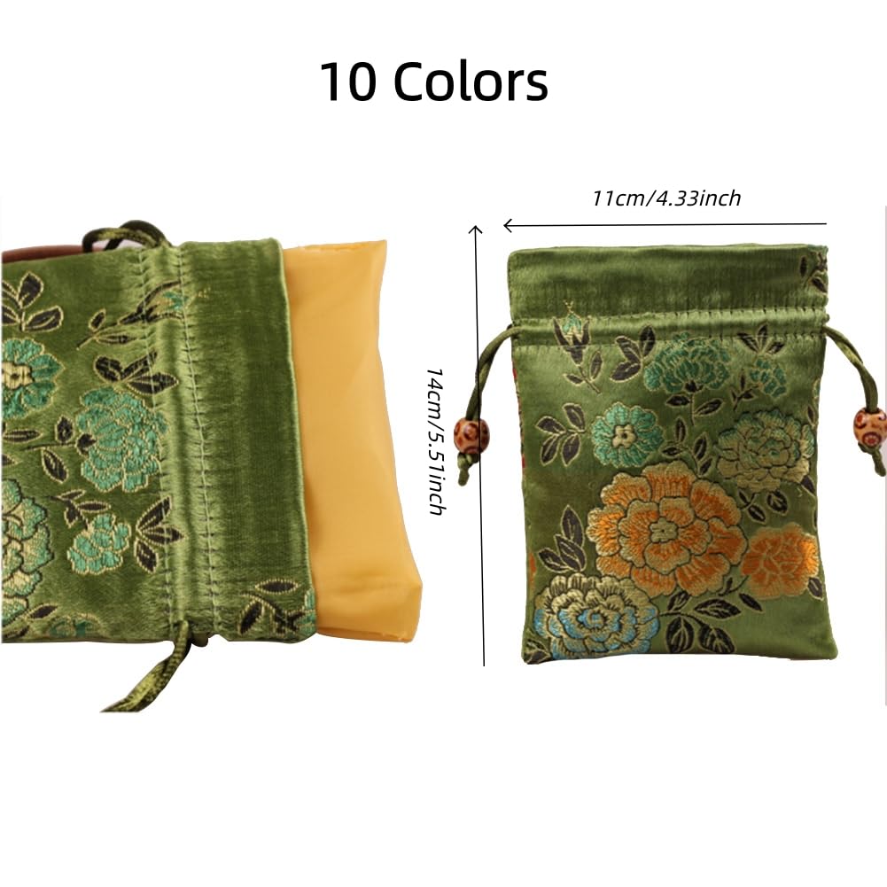 Pinowu 10-Pack Silk Brocade Drawstring Jewelry Pouches - 10x14cm, Wedding & Party Favor Bags - View #9