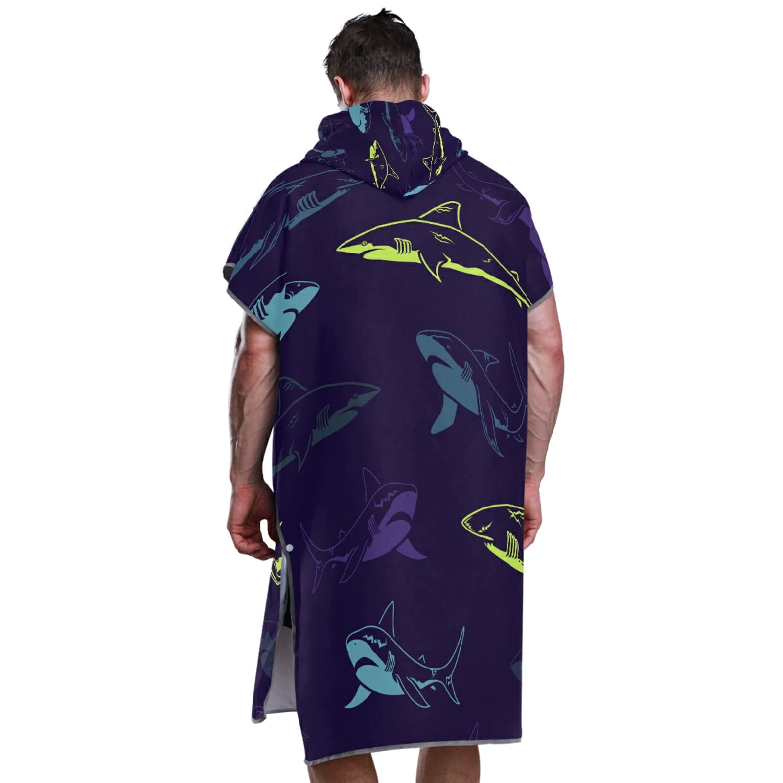 Vestaglia per il cambio di poncho da surf per adulti, senza cuciture, con cappuccio e tasca, ad asciugatura rapida, asciugamano in microfibra, per bagno, spiaggia, all'aperto