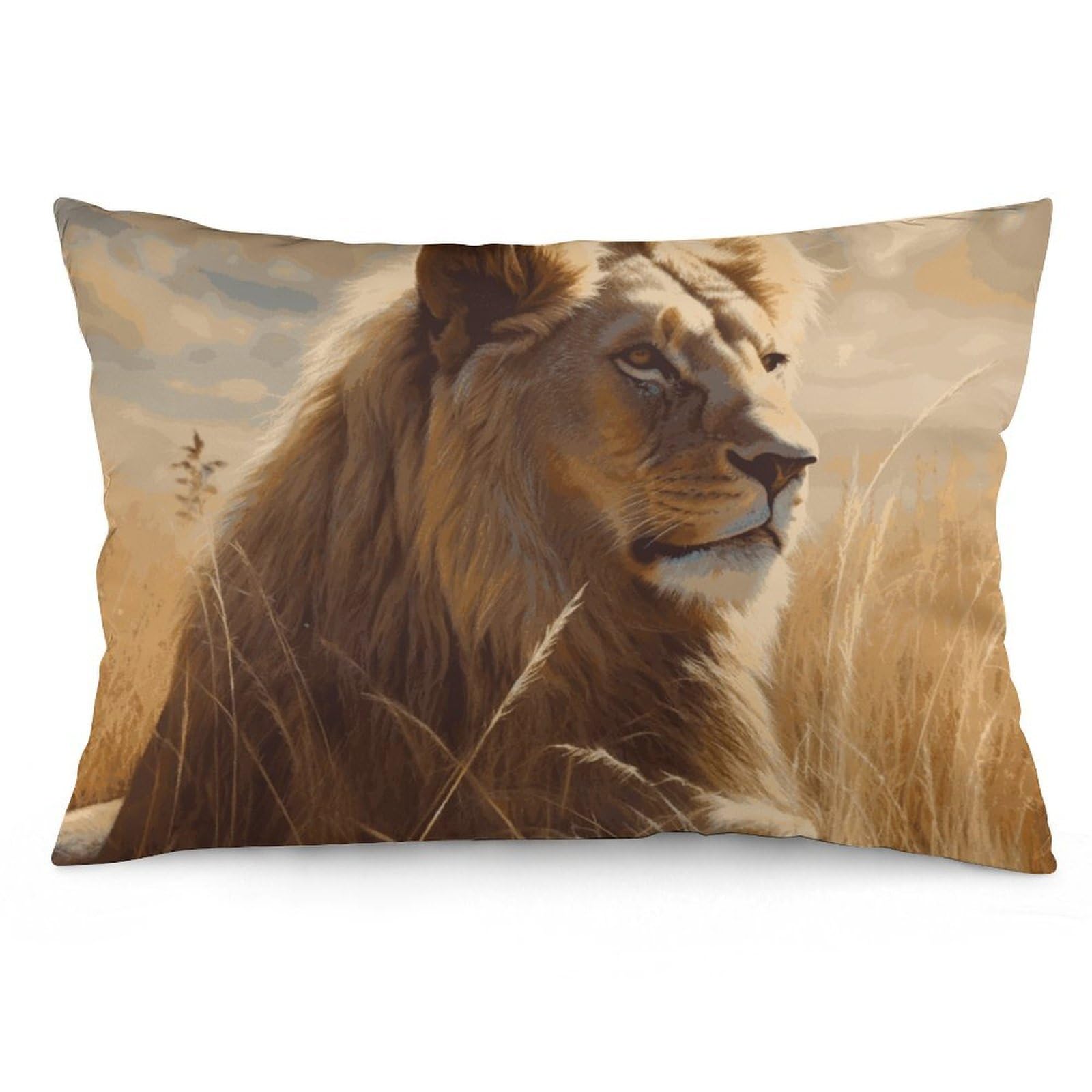 2 Pack Pillow Cases for Hair and Skin, Soft Breathable Pillow Case Covers with Hidden Zipper, Prairie Lion Pillowcase 20"x30" Pillow Covers for Sleeping Gift