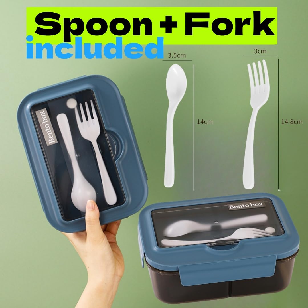 Bento Box Con Posate E Vaso Per Zuppa – 3 Scomparti, 1300ml, Maniglia, Adatto A Microonde E Lavastoviglie, Per Adulti, Bambini, Scuola E Ufficio
