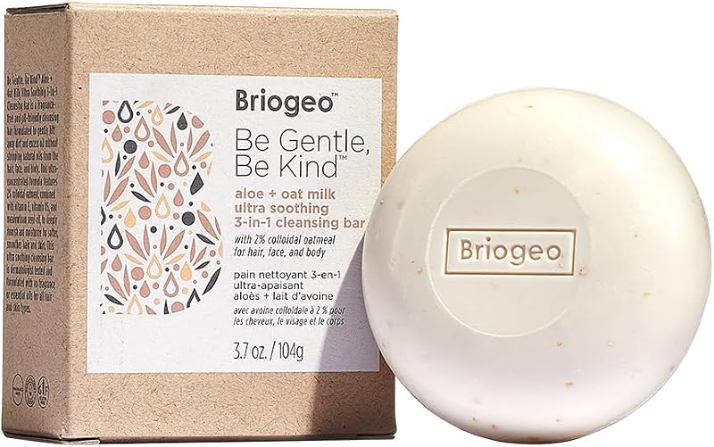 Briogeo Be Gentle, Be Kind Aloe + Oat Milk Ultra Soothing 3-in-1 Cleansing Bar | Solid Shampoo, Conditioner & Body Wash for Sensitive Skin & Scalp | Vegan & Cruelty-Free | 3.7 oz