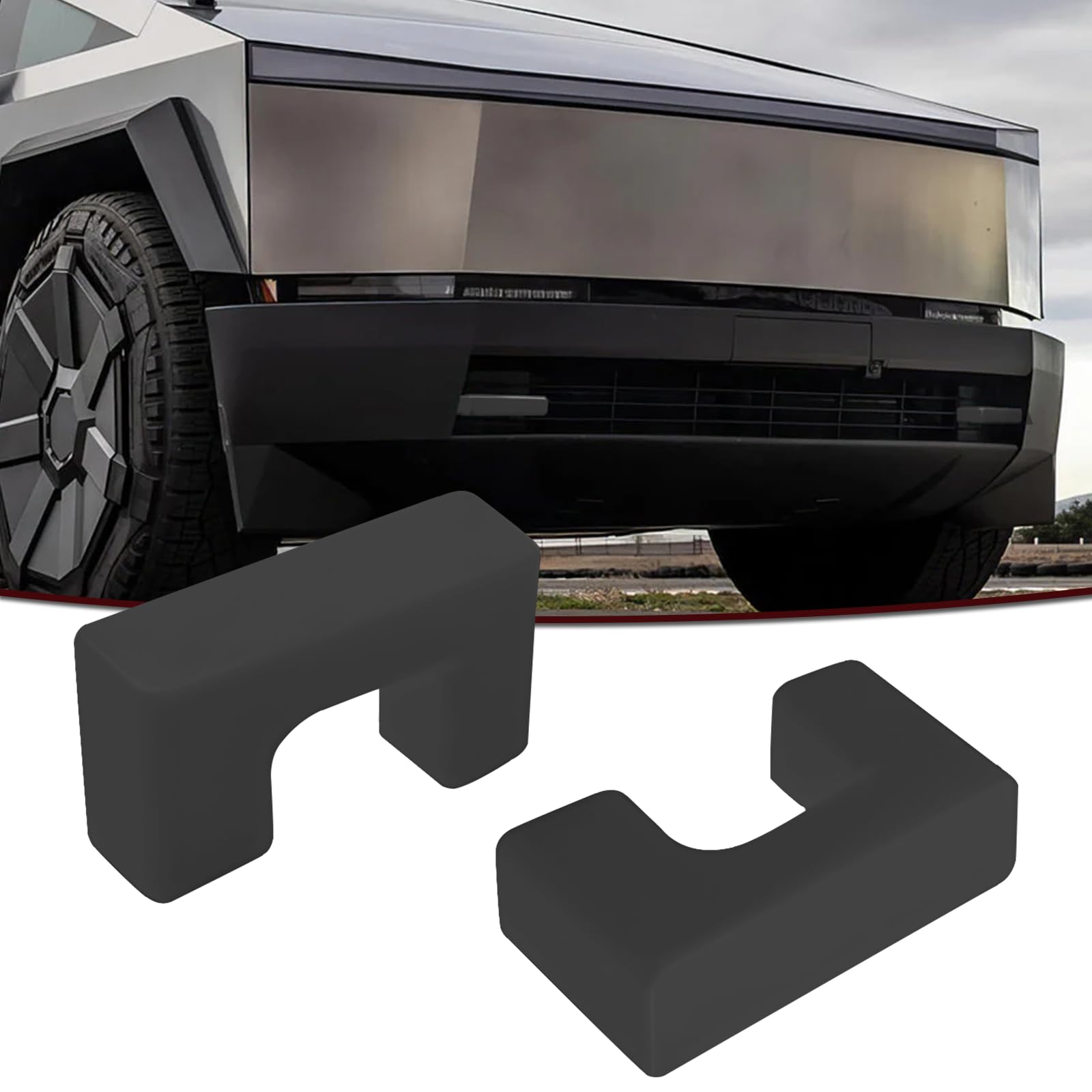 2PCS Red Silicone Tow Hook Covers For Tesla Cybertruck 2024-2025 - Front Bumper Protective Hitch Covers