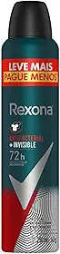 Rexona Antitranspirante Aerossol Antibacterial e Invisible Men 250Ml Leve Mais Pague Menos (A Embalagem Pode Variar)