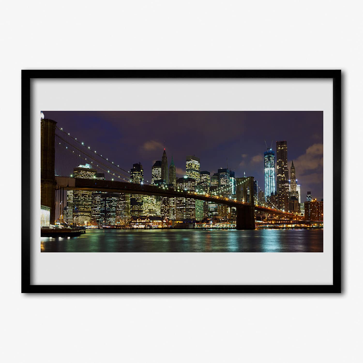 Tulup Marco Póster Cuadro de Pared 100x70cm Decoración Cartel Enmarcado Cuadros Decorativos Arte Mural Paredes de Sala, Dormitorios y Cocina - Arquitectura del puente de la ciudad