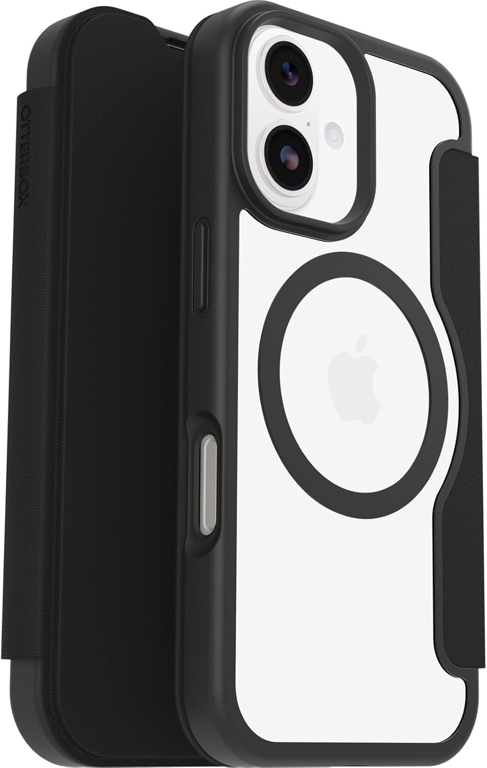 OtterBox React Series Folio MagSafe funda para iPhone 17, Testada según los Estándares Militares, Negro + OtterBox Glass Protector de Pantalla de Cristal Templado para iPhone 17