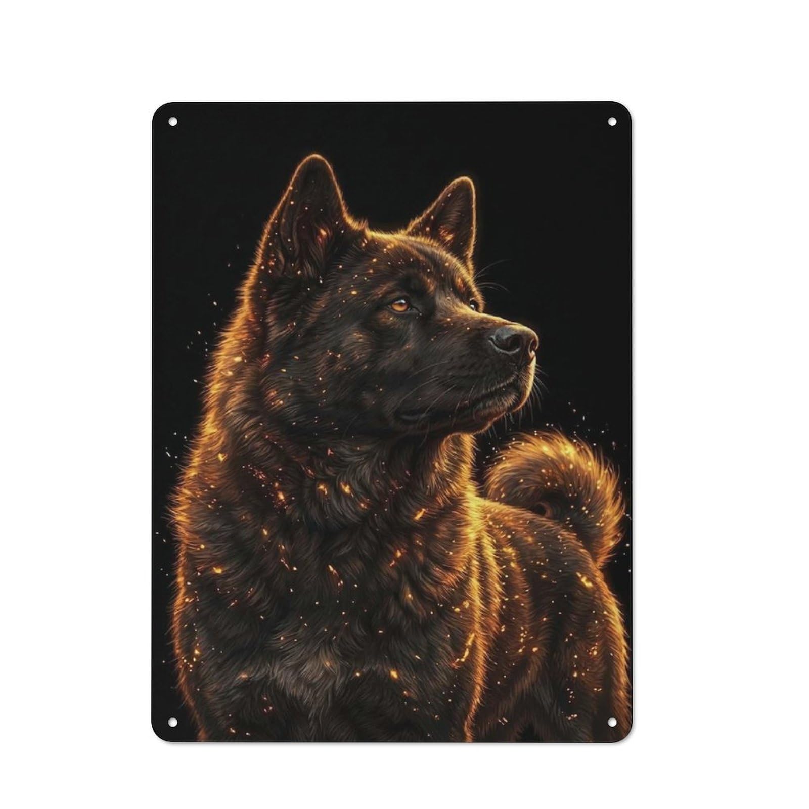 Nostalgic Decorative Tin Plaque 40x30cm Featuring Glowing Akita Dog Portrait, Classic Pub Decor for Cafe, Pub, Workshop Or Home Bar