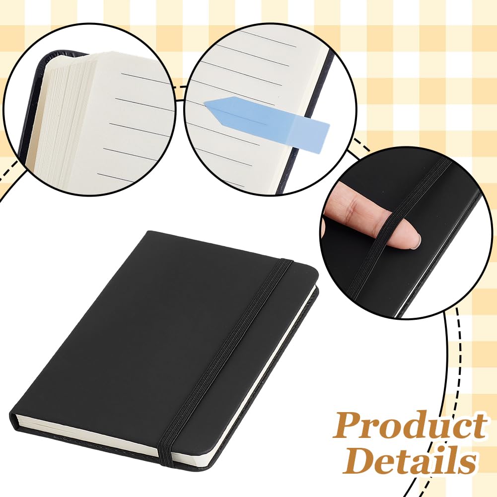 20 Paquete de Bloc de Notas Ejecutivo Pequeño de Tapa Dura A5, Mini Cuaderno de Bolsillo de Cuero Sintético, Diarios con Renglones Anchos, Paquete A Granel con Banda Elástica