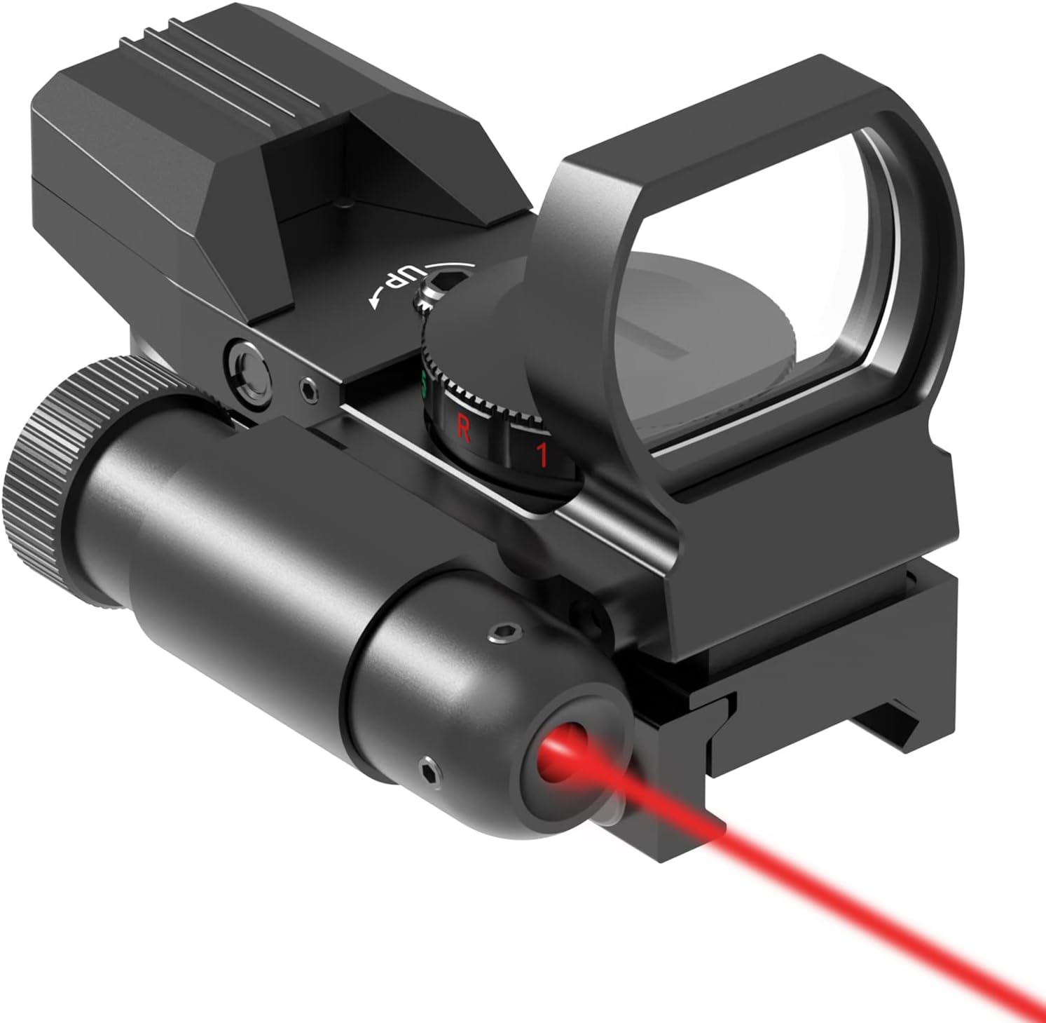 Reflex Sight - 4 Reticle Red & Green Dot Sight Optics with Integrated Red/Green Laser Sight Less Than 5mW Output