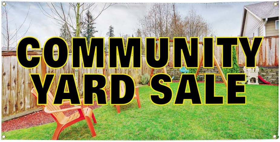 Vinyl Banner Multiple Sizes Community Yard Sale A Advertising Printing Business Outdoor Weatherproof Industrial Yard Signs 4 Grommets 24x36Inches