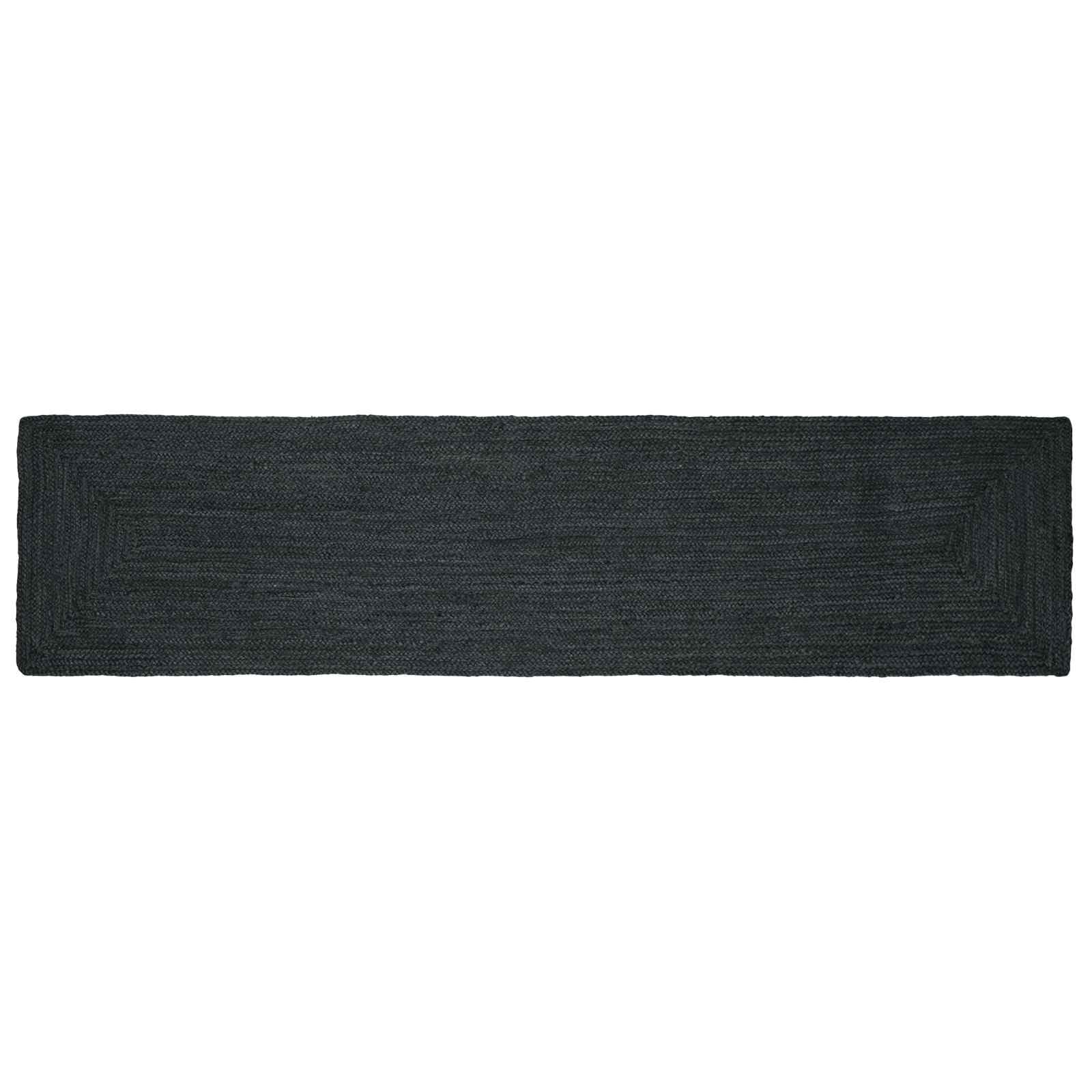Makastle Tapis de Couloir Gris Foncé 60 x 200 cm en Jute Tressé Fait Main
