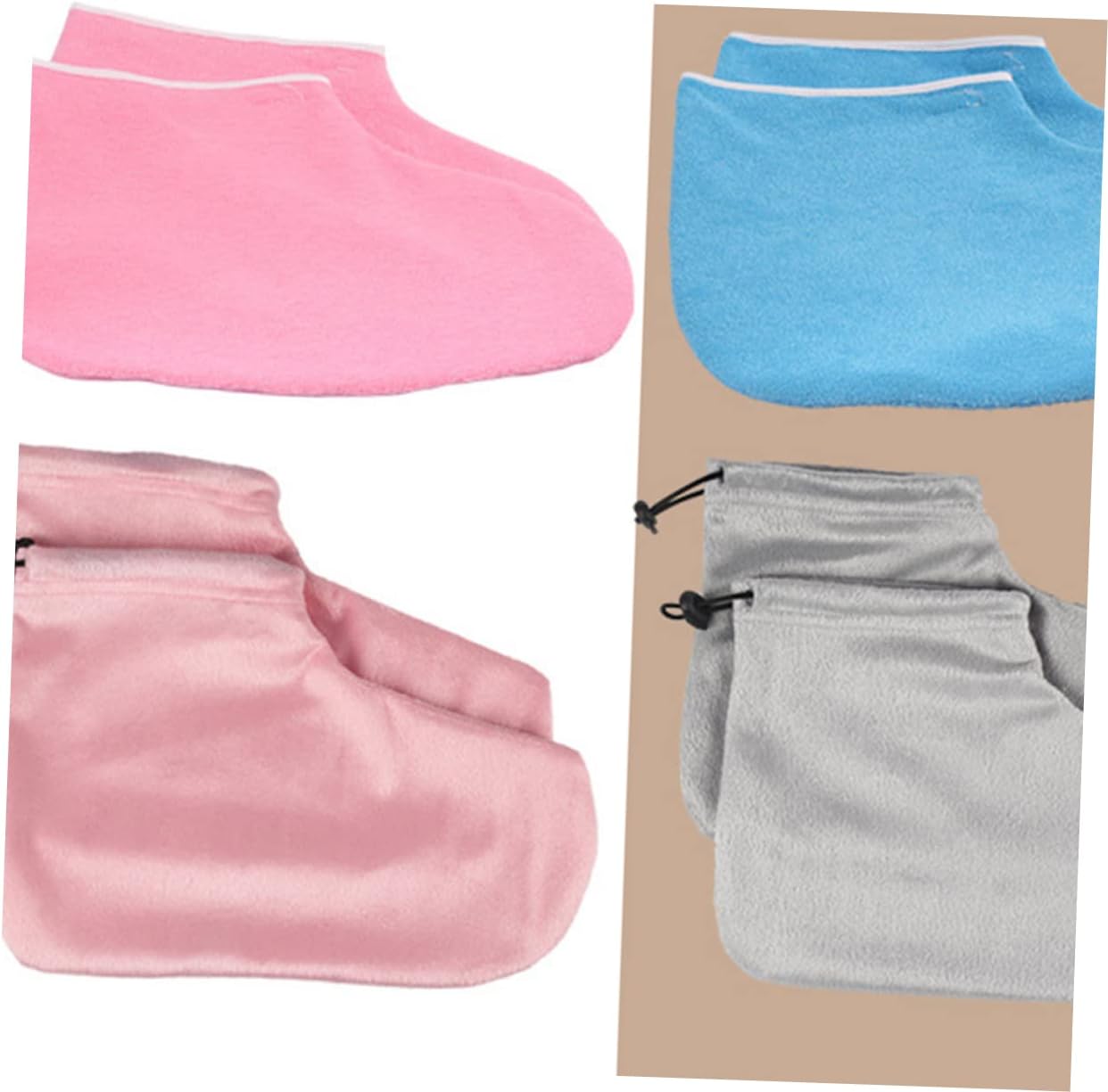 Beauty Salon Essential 2 Pair Foot Warmer Covers Thermal Insulation Foot Straps for Spa (Cotton Grey)