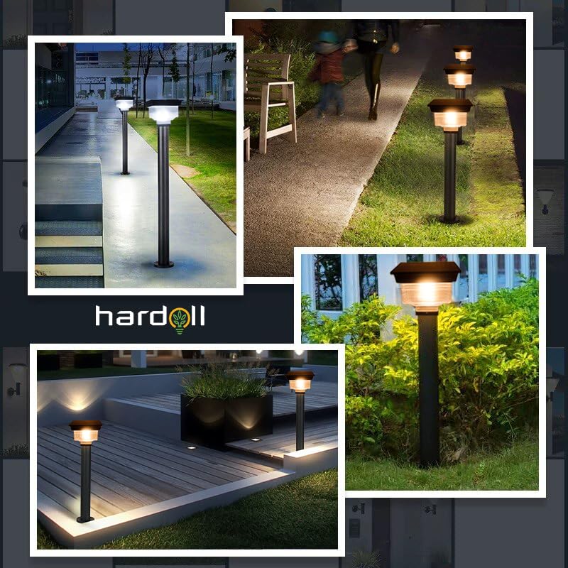 hardoll Solar Light Outdoor for Home Garden 48LED Waterproof Pillar Wall Gate Post Lamp with Pole(Pack of 1-Cool&Warm White, Aluminium+PC)