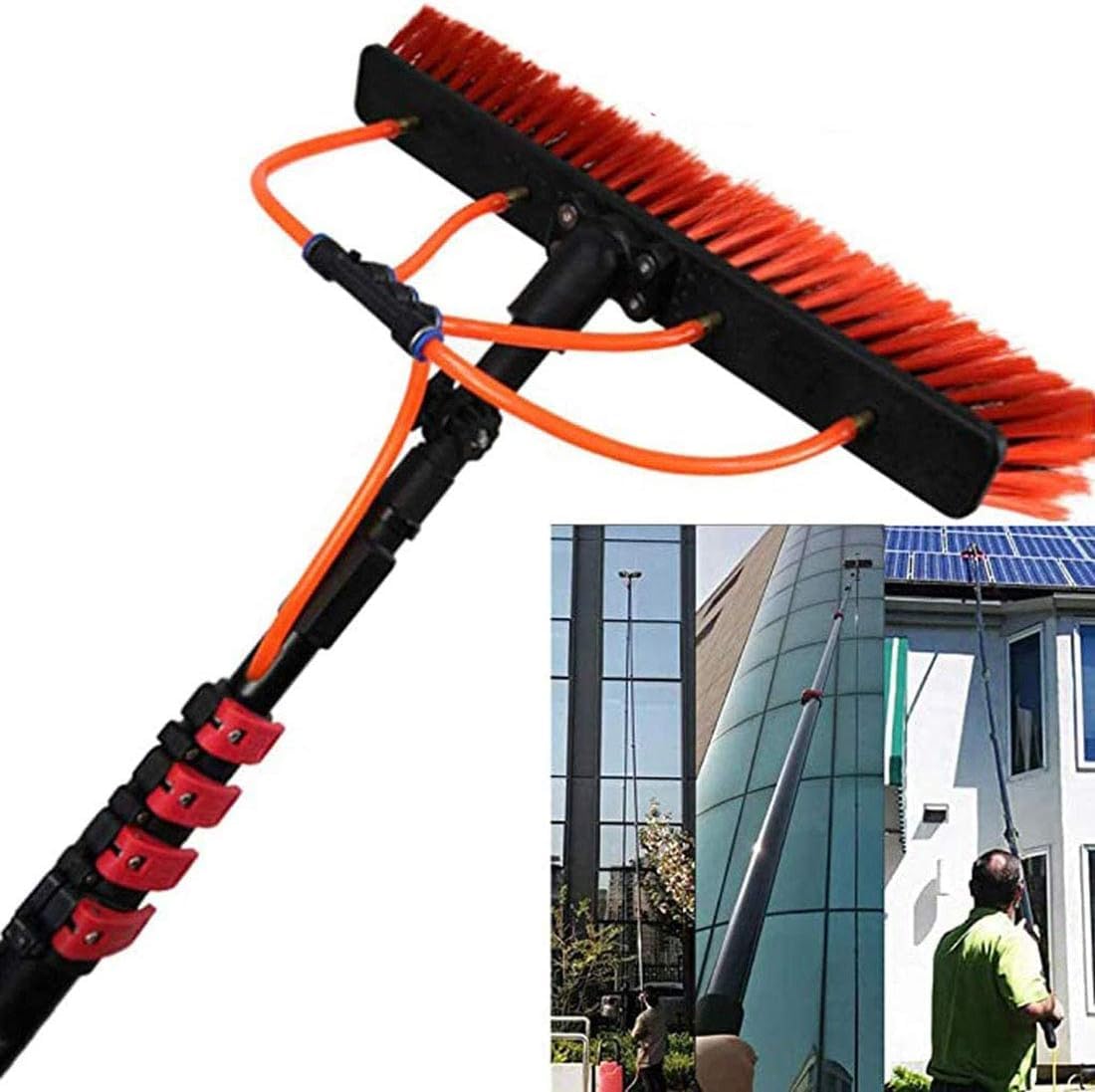 GTHTUHFD 3.6-11M Telescopic Water Fed Window Cleaning Pole Water Fed Pole Kit Water/Hose Fed Pole Cleaning Brush Equipment Window Cleaning Brush Equipment Cleaning Photovolta,20ft/6m