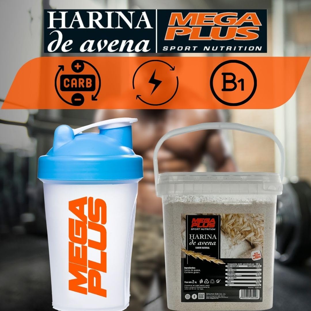 Harina De Avena Sabores - Mega Plus - Harina De Avena Integral Y Para Batido Proteinas O Cereales Avena - Avena En Polvo 8 Sabores - Carbohidratos Y Vitaminas - Sin Azucar - Fresa 2kg