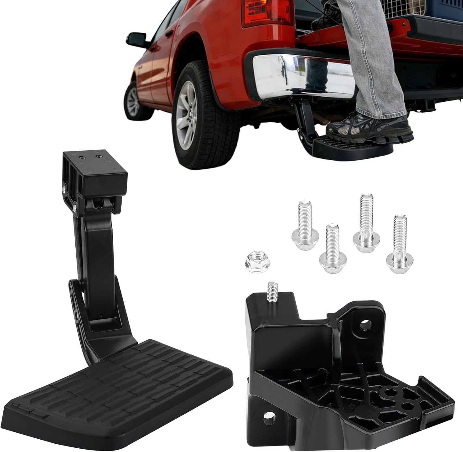 82215289AG Rear Bed Step Retractable Bed Step for 2019 2020 2021-2024 Dodge Ram 1500 DT with Dual Exhaust(New Body Style)，Driver Left Side Truck Bed Step 82215289AH, 82215289AB, 82215289AC