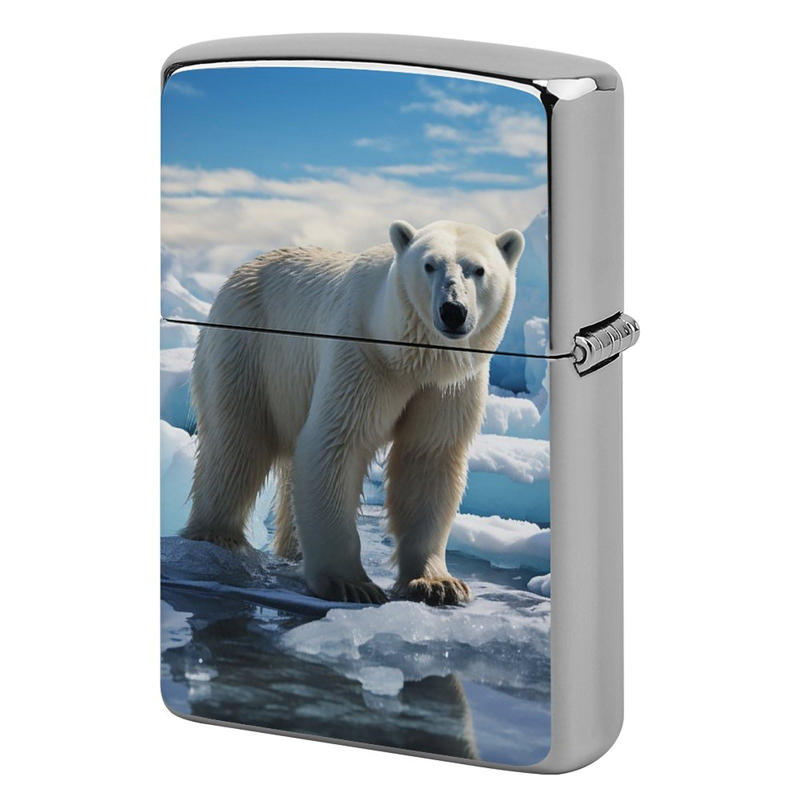 Polar Bear Ice Lighter Case for Men, Personalized Lighter Cover for Valentine's Day Gifts, Flip-Top Lighters Shell for Outdoor, Portable Lighters Protective Sleeve
