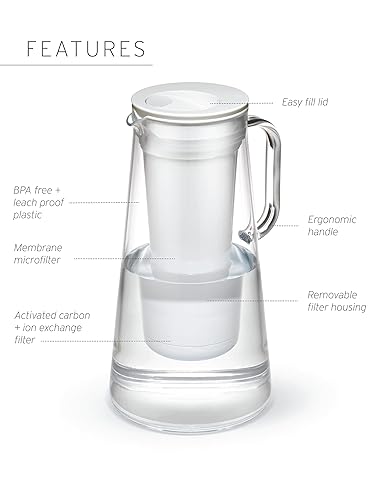 Miniatura 5 de LifeStraw Inicio - Jarra con filtro de agua, 10 tazas, azul tormentoso, sin BPA, diseñada para la protección diaria contra bacterias, parásitos,