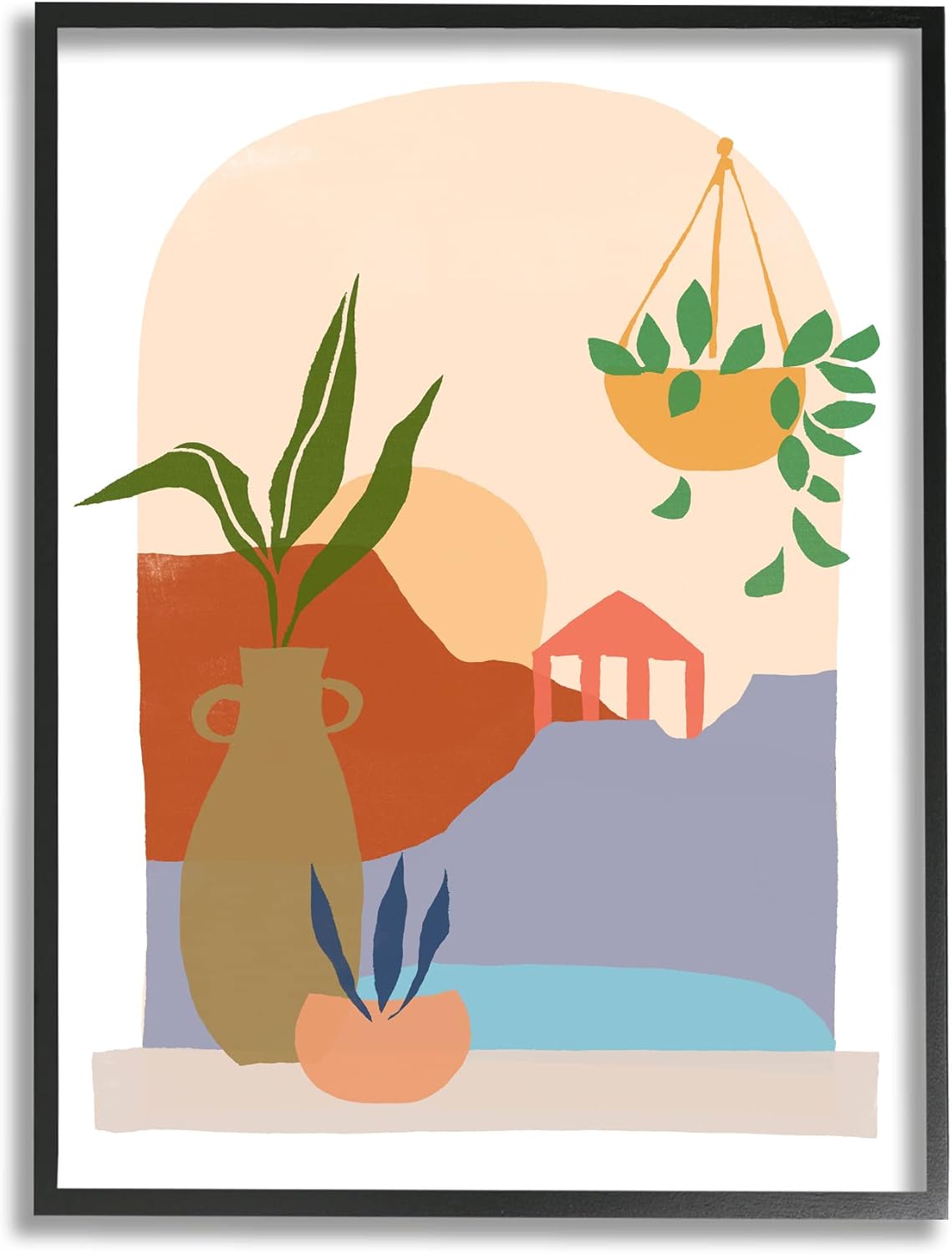 Stupell Industries Bold Hanging Potted Plants Windowsill Landscape Scene Framed Wall Art, Design by June Erica Vess
