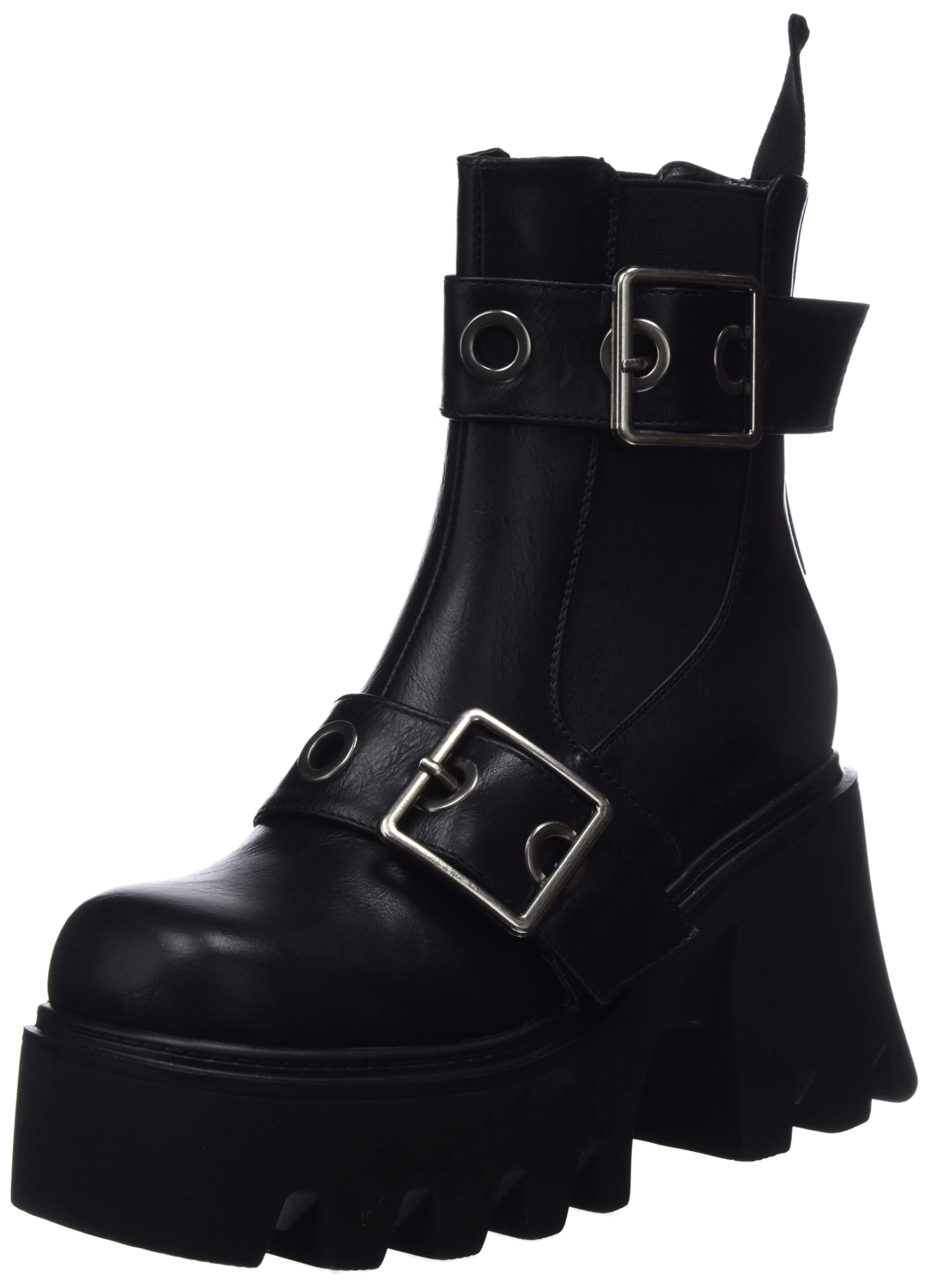 LAMODA Women's Band Aid Ankle Boot, Black PU, 7.5 UK